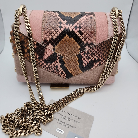 Jimmy Choo Pink Python, Elaphe and pony Lockett shoulder bag - Picture 2 of 6